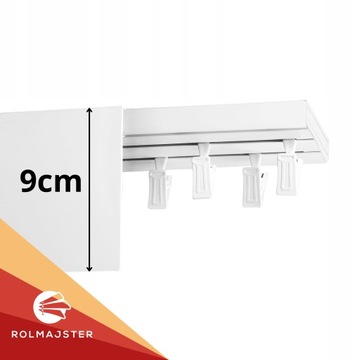 Karnisz sufitowy PODWÓJNY z maskownicą Szyna sufitowa z osłoną 9 CM 510