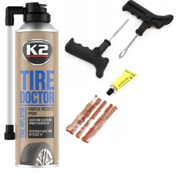 K2 TIRE DOKTOR 500ML + КОМПЛЕКТ РЕМОНТНЫЙ ДО КОЛЕС 