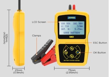 ТЕСТЕР АККУМУЛЯТОРА AUTOOL BT360 + чехол ЯЗЫК PL РУКОВОДСТВО PL + РУЧКА