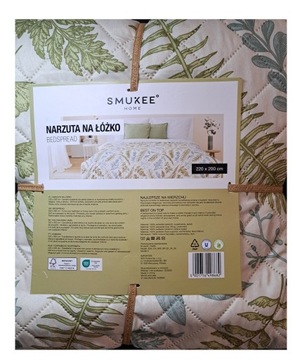 Narzuta na łóżko Smukee Home 200 x 220 LIŚCIE