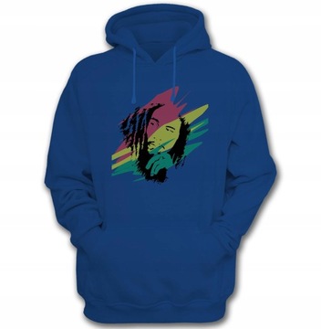 Bluza męska kaptur BOB MARLEY-002 niebieska r.S