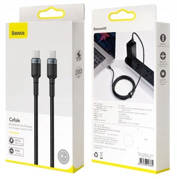 КАБЕЛЬ BASEUS STRONG TYPE-C USB-C QC 3.0 PD 100 Вт 2 м БЫСТРАЯ ЗАРЯДКА