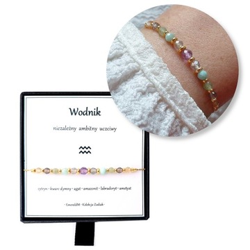 BRANSOLETKA amulet dla wodnika znak ZODIAKU wodnik kamienie naturalne KWARC