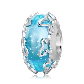 Charms zawieszka Murano Błękitny Motyl srebro S925