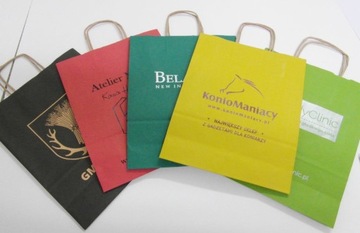 TORBA PAPIEROWA Z LOGO A4 KOLOR 24x10x32 100 SZT