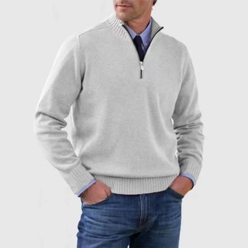 New Fall Long-sleeved V-neck Fleece Zip Men's Casu