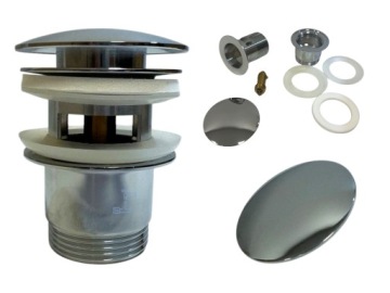 КОМПЛЕКТ: СИФОН ДЛЯ РАКОВИНЫ+ЗАГЛУШКА С ПЕРЕЛИВОМ ХРОМИРОВАННАЯ