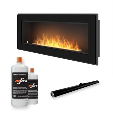Biokominek wiszący do zabudowy Frame 1200 Czarny z Szybą Simplefire