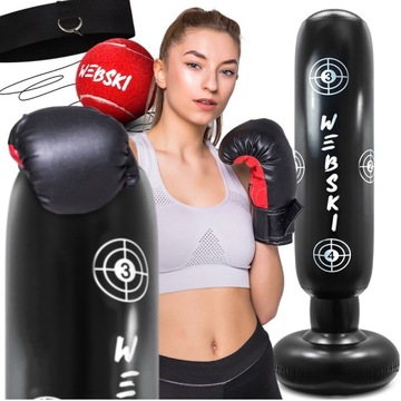 DMUCHANY WOREK BOKSERSKI TRENINGOWY STOJĄCY 165CM DLA DZIECI BOKS MMA PIŁKA