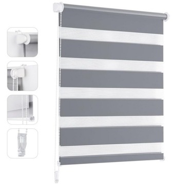 ROLETA SZARA DZIEŃ NOC 70 x 150 cm