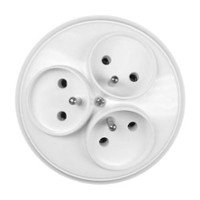 Gniazdo Elektryczne biały potrójne 3x2P+Z natynkowe NATYNK UZIEMIENIE PT-36