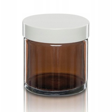 Słoik szklany 60ml brązowy z białą nakrętką x5