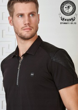 MONDO Premium Koszulka polo czarna suwak 3XL