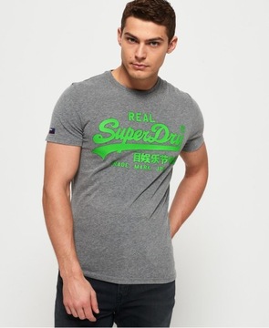 Superdry Super DRY Logo Neon ORYGINALNY szary T SHIRT/ KOSZULKA rozmiar S