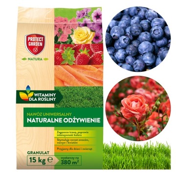 NAWÓZ UNIWERSALNY NATURALNE ODŻYWIENIE TRAWNIK OWOCE WARZYWA KWIATY 15KG