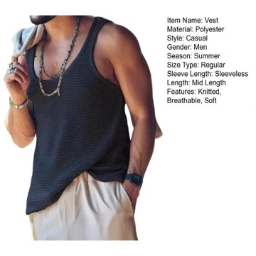 Мужской летний жилет без рукавов, однотонный, простой стиль