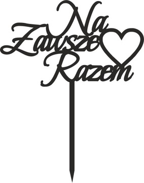 Topper na tort Na Zawsze Razem serce czarny plexi