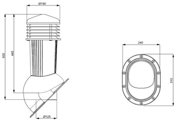 ВЕНТИЛЯЦИОННЫЙ КАМИН ИЗ ЧЕРЕПКИ И ЖИСТОВОГО МЕТАЛЛА, диаметр 125 мм