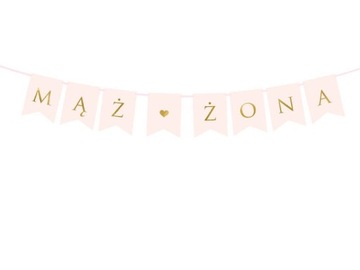 Weselny Baner - MĄŻ, ŻONA - PartyDeco - 15x110cm