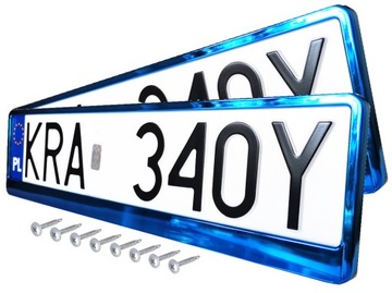 МЕТАЛЛИЗИРОВАННЫЕ СИНИЕ ХРОМНЫЕ РЕГИСТРАЦИОННЫЕ РАМКИ