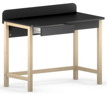 CZARNE Biurko z Szufladami Stelaż DREWNO 100 cm