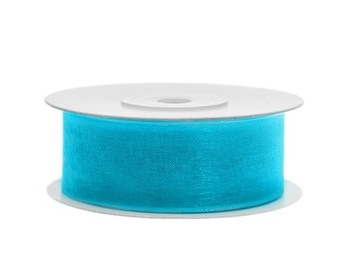 WSTĄŻKA SZYFONOWA ORGANZA 2,5cm/25m TURKUSOWA