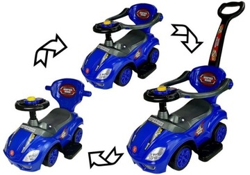 Mega Car 3in1 Blue Ride-On с толкателем