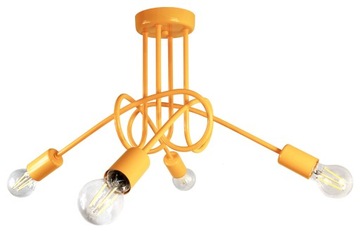 Lampa wisząca sufitowa żyrandol EDISON 4 żółta loft lampy sufitowe led