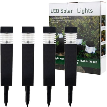LAMPKI SOLARNE OGRODOWE LED PLASTIK 4SZT/KPL ZESTAW SZPIKULEC CZARNE SOLARY