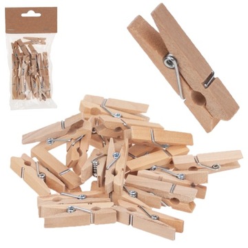 KLAMERKI DREWNIANE SPINACZE DEKORACJA 20SZT 3,5cm