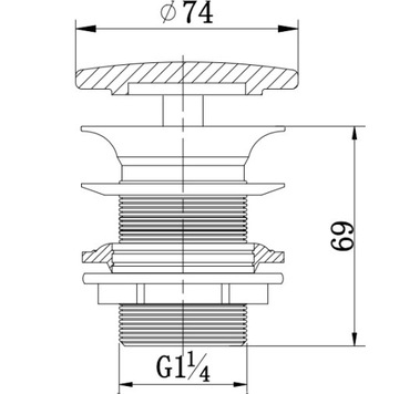 Пробка для умывальника без перелива, белая 990224