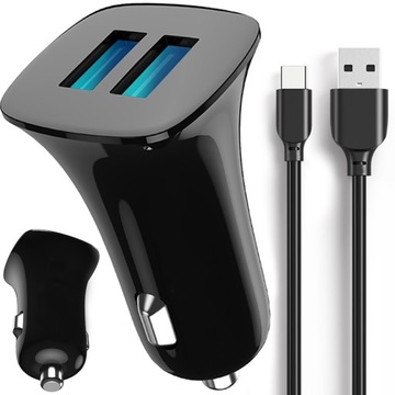 Быстрое автомобильное зарядное устройство 2.1А 2x USB + Lightning кабель L-brno
