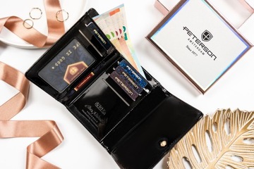 Peterson portfel damski portmonetka klasyczna pudełko na prezent stop RFID
