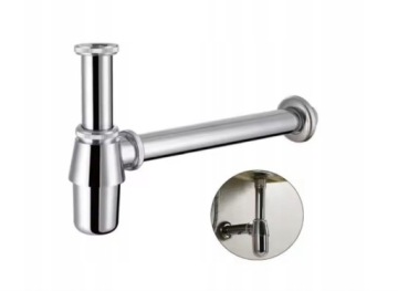 КОМПЛЕКТ: СИФОН ДЛЯ РАКОВИНЫ+ЗАГЛУШКА С ПЕРЕЛИВОМ ХРОМИРОВАННАЯ