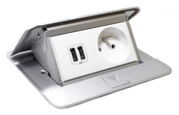 Gniazda chowane w blat podłogę USB aluminium