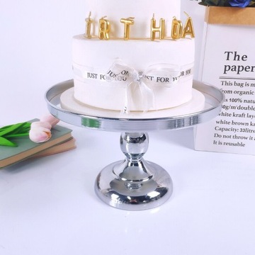 СТЕКЛЯННАЯ ТАРЕЛКА ДЛЯ ТОРТОВ, ФРУКТОВ, СЕРЕБРЯНЫЙ МЕТАЛЛ