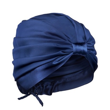 Turban jedwabny, 100% jedwab - granatowy