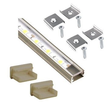 Profil LED Aluminiowy do Taśm 10mm Nawierzch Transparent Klosz 2m Szampan