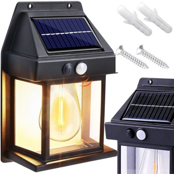 LAMPA SOLARNA KINKIET LATARNIA ŻARÓWKA LED ELEWACYJNA OGRODOWA ZEWNĘTRZNA