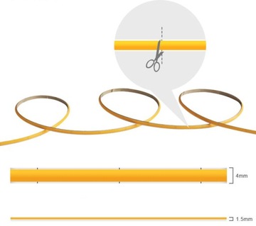 Светодиодная лента COB 12В 480 диодов на метр Неон Нейтральная светодиодная линия 1 метр