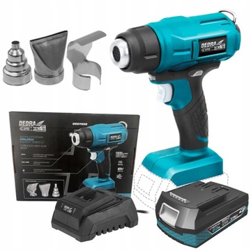 ТЕПЛОВАЯ ПИСТОЛЕТКА АККУМУЛЯТОРНАЯ DEDRA 550°C 18В 3 НАСОСКИ 2Ач
