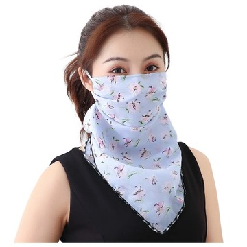 Fashion Face Cover Breathable Anti-Dust Sunscreen Neck Cover Women Chiffon