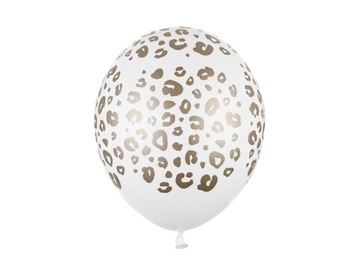 Balony panterka, safari,Cętki, białe, 5 szt.