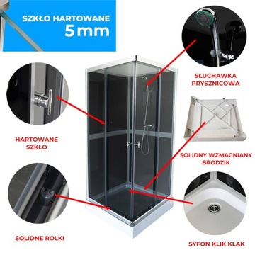 КВАДРАТНАЯ ДУШЕВАЯ КАБИНА С ДУШЕВЫМ ПОДДОНОМ WSH309B СЕРЫЙ 90x90 СМ