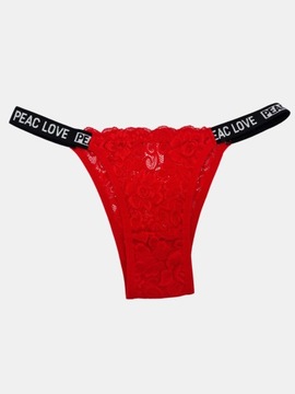 Stringi figi damskie seksowne koronka czerwone XL
