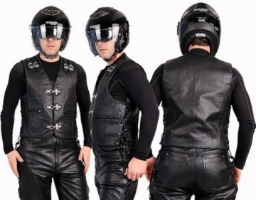 KAMIZELKA SKÓRZANA Z KARABIŃCZYKAMI CHOPPER r. M