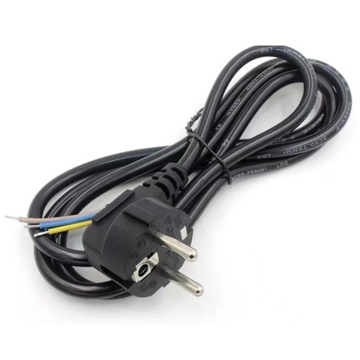 Przewód zasilający kabel czarny z wtyczką 3m 300cm 3x1mm