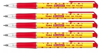5x Długopis gwiazdka sunny klikany CZERWONY TO-060