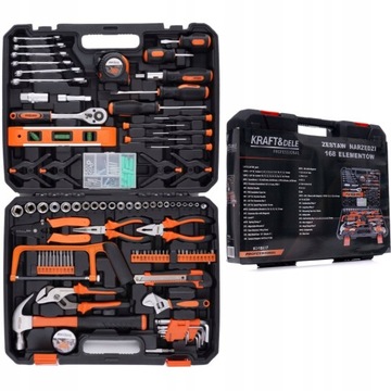 НАБОР ИНСТРУМЕНТОВ, КЛЮЧИ, МОЛОТОК, ПЛОСКИЕ СВЕРЛА, ОТВЕРТКИ, ГОЛОВКИ, 168 предметов, ШЕСТИГРАННЫЕ ГОЛОВКИ