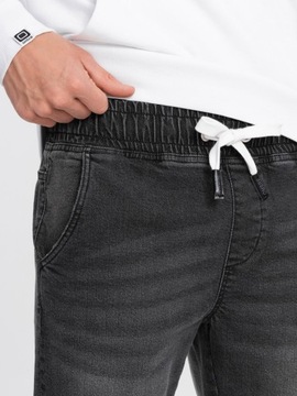 Męskie spodnie jeansowe JOGGERY z przetarciami czarne V2 OM-PADJ-0150 XXL